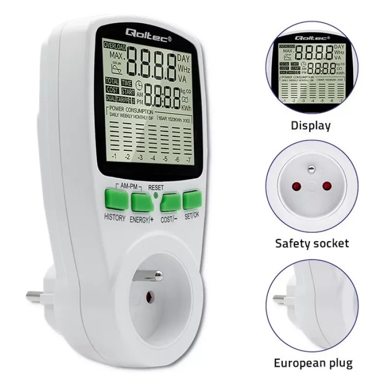 Jaudas mērītājs QOLTEC PM0627 3680W ar vēsturi — QOLTEC PM0627 3680W