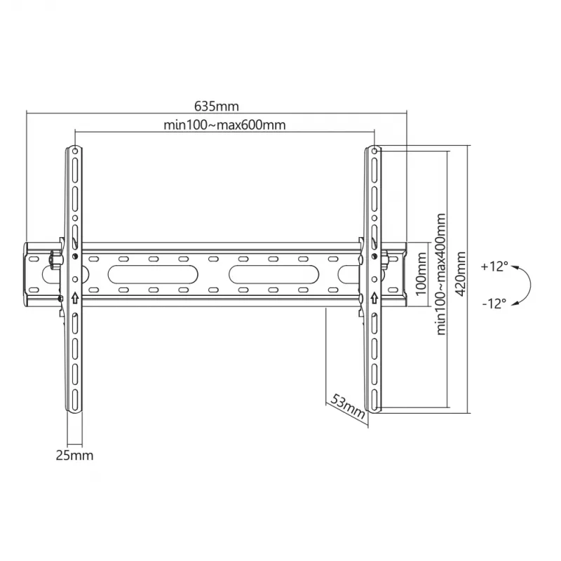 Stiprinājuma kronšteins SBOX PLB-2546T-2 37–80 collu displejiem, 45 kg ietilpība, 600×400 mm VESA