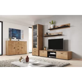 Cama living room sideboard UNI lefkas oak/Melns