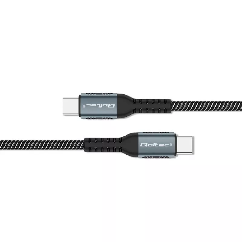Qoltec kabelis USB 2.0 Type C uz Type C 100W Qc 3.0 Pd 1m Melns