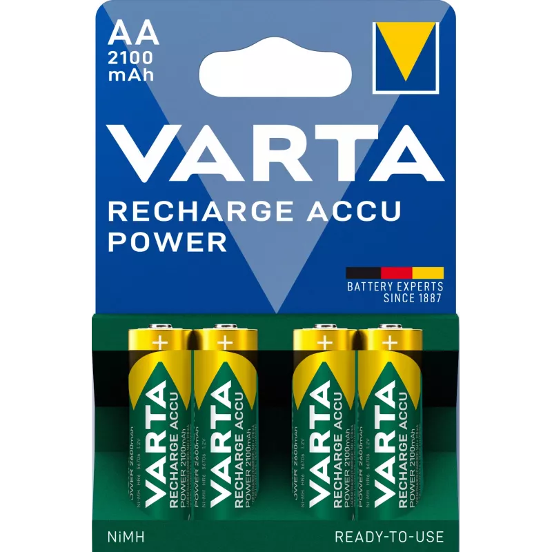 VARTA HR6 AA uzlādējamās baterijas Accu Power 2100 mAh 56706 4 gab. Zaļa, Dzeltena