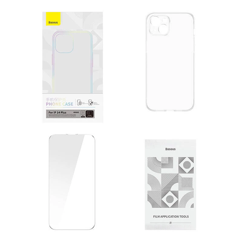 Baseus Crystal Series magnētiskais maciņš iPhone 14 Plus + rūdīts stikls