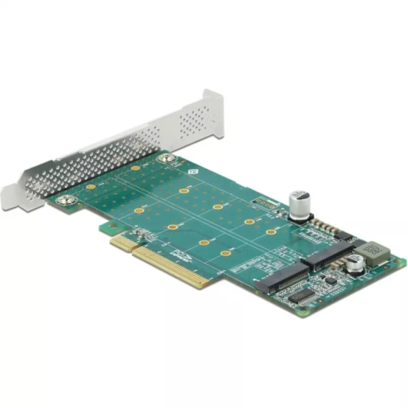 DeLOCK PCI Express x8 karte ar 2 iekšējiem NVMe M.2 Key M slotiem, bifurkācija, zema profila formas faktors