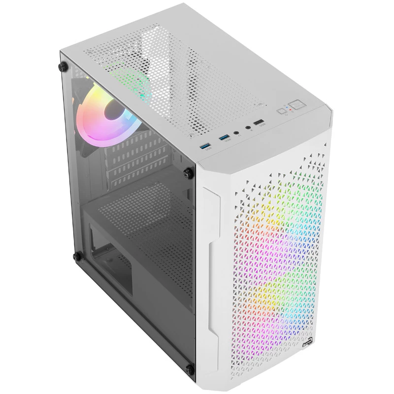 ATX AEROCOOL TRINITY MINI FRGB MICRO MINI TOWER KORPUSS AR STIKLA PANELI (BALTS)