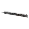 Digitus DN-95441 strāvas sadales bloks (PDU), 7 maiņstrāvas rozetes, 1U, melns/sudrabains