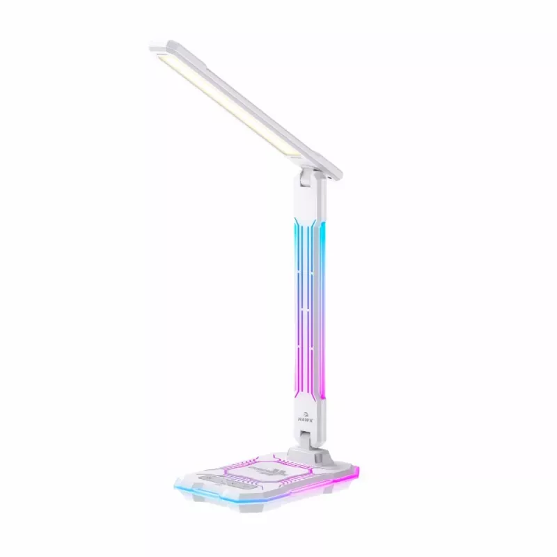 Galda lampa Hawk HW-LAMP04 Balta LED regulējama, balta apdare, regulējams galva un roka