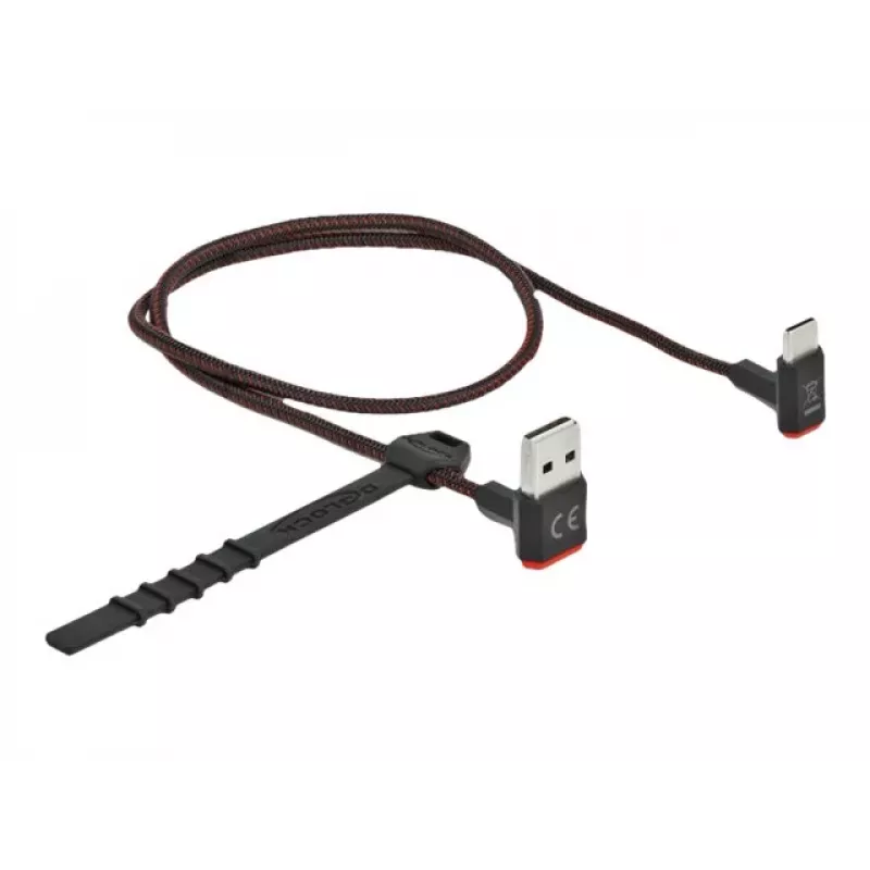 USB kabelis DeLOCK EASY-USB 2.0 Type-A spraudnis → Type-C vīrišķais leņķveida 0,5 m melns