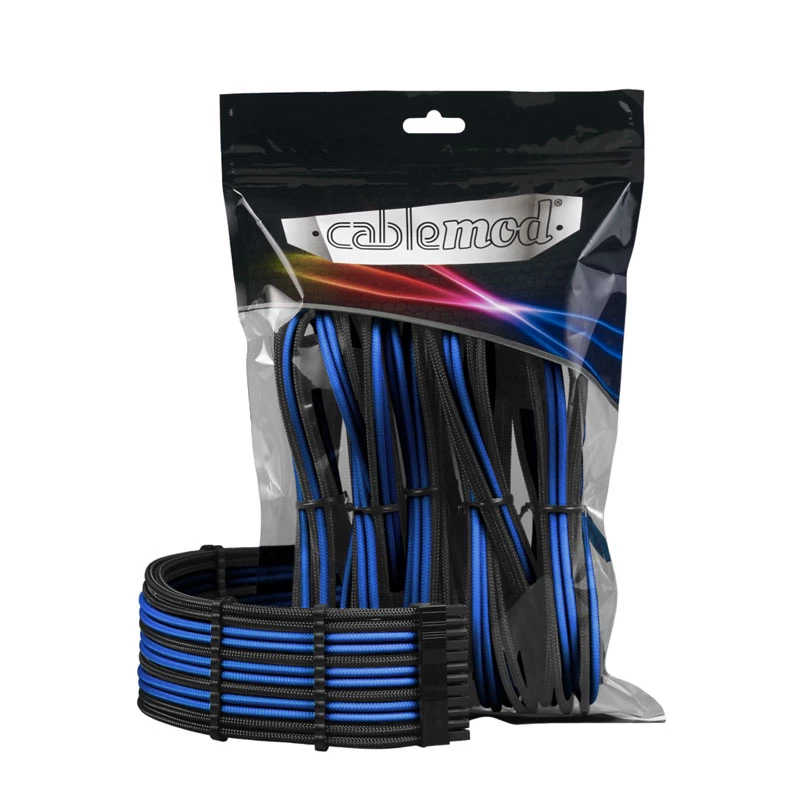 CableMod CableMod PRO ModMesh 12VHPWR kabeļa pagarinātāja komplekts melns/zils — 12VHPWR GPU barošanas pagarinājums