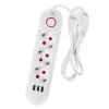 Strāvas sloksne MACLEAN MCE394W — 3 rozetes, 3×USB 2.1A, 110–240V AC, 2500W, 1,5 m kabelis, balta