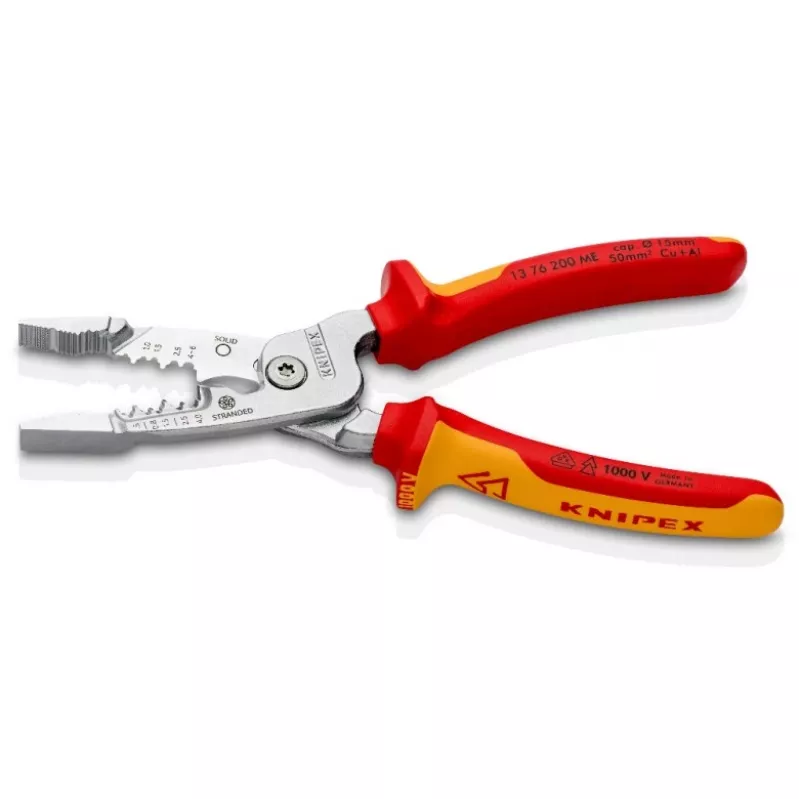 Kabeļu noņemšanas knaibles Knipex 13 76 200 ME 6 mm noņemšanas jauda Sarkans Nerūsējošais tērauds Dzeltens