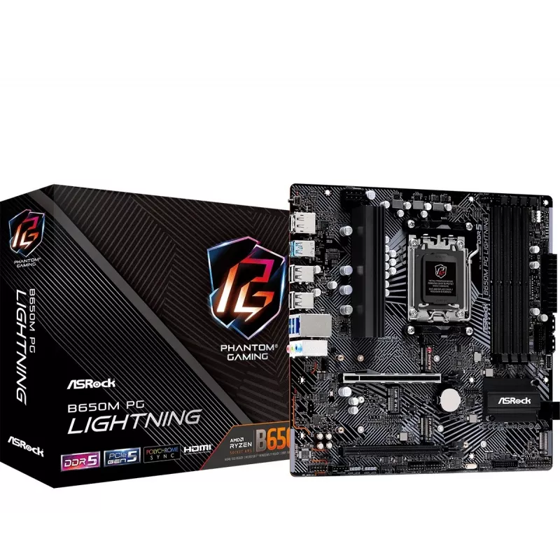ASRock B650M PG Lightning AM5 Micro-ATX mātesplate