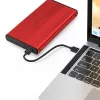 HDD/SSD korpuss QOLTEC 51860 2,5 collu SATA III diskdziņiem, USB Type-A, 5 Gbit/s, alumīnijs, sarkans
