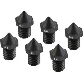 3D printeru rūdītas sprauslas Flashforge C3P komplekts 0,4 mm / 0,6 mm / 0,8 mm