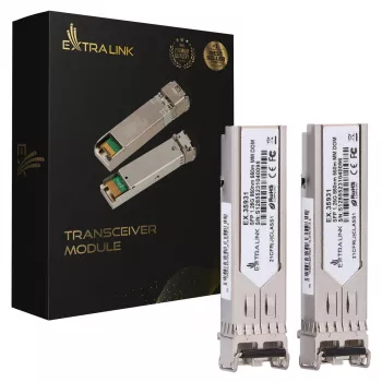 Extralink SFP modulis SFP 1.25G 2 iepakojumā, 1.25 Gbps, LC/UPC, 850 nm, 550 m, daudzmodu, DOM, paredzēts HP/Aruba