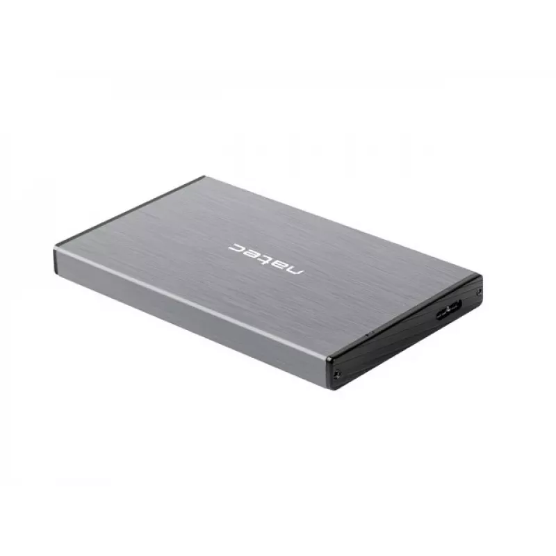 Ārējais HDD/SSD korpuss NATEC Rhino GO — 2,5 collu SATA, 9,5 mm, USB 3.0, alumīnijs, pelēks, līdz 4 TB