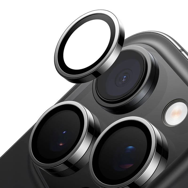Kameras stikla aizsargs Torras iPhone 16 Pro Max — Lensguard, Melns