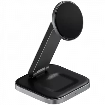 SATECHI 3-in-1 salokāms Qi2 bezvadu uzlādes statīvs (Space Gray) ar A, C, G tipa spraudņiem