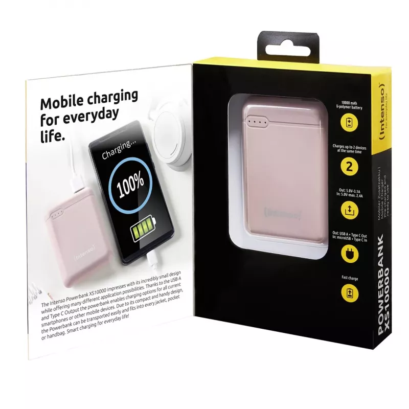 Intenso XS10000 litija polimēra (LiPo) 10000 mAh rozā