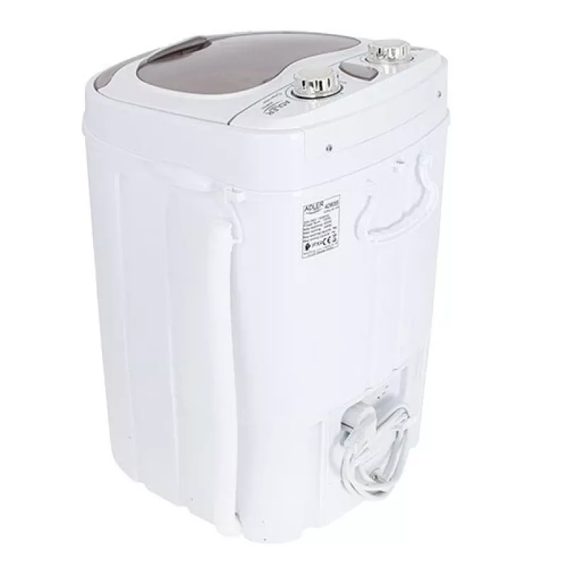 Veļas mašīna ar augšējo ielādi Adler AD 8055, pārnēsājama ar 3 kg ietilpību, krēmkrāsā, rotējoša vadība, 150 W
