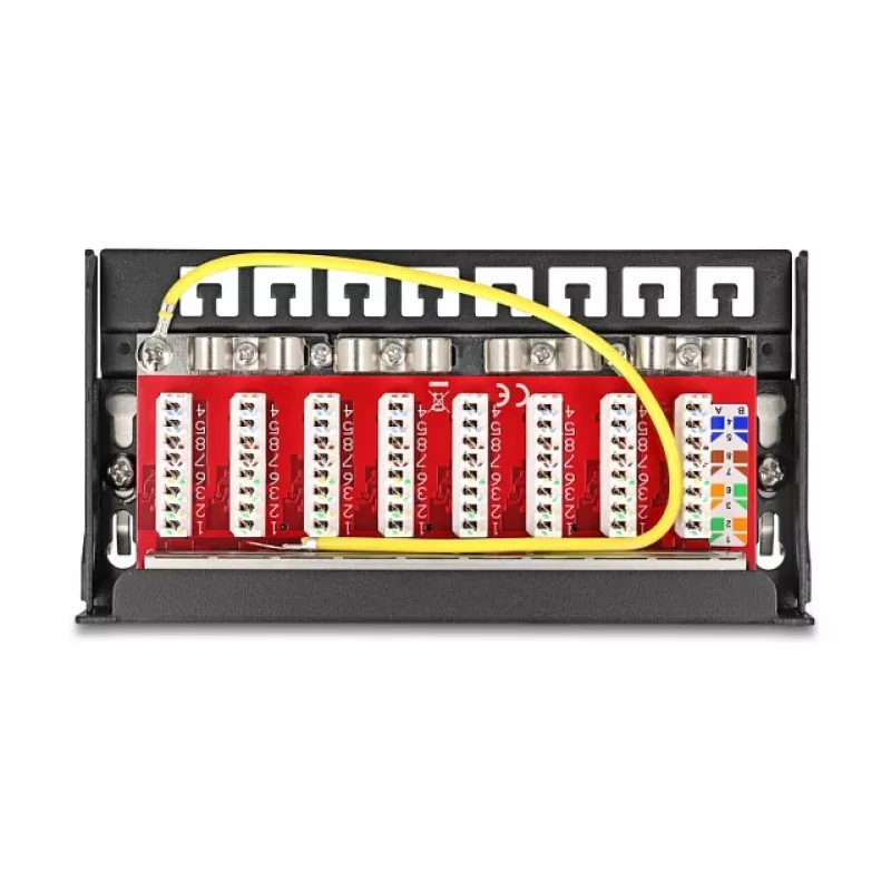 Ielāpu panelis DELOCK Mini Desktop RJ45 8 portu Cat.6A ekranēts melns galda, sienas vai DIN sliedes montāžai