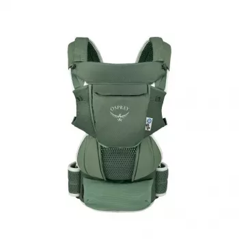 Bērnu nēsātājs Osprey Poco Soft (modelis 10006178/818/O/S) zaļā krāsā — rāmja tipa mazuļa nēsātājs pārgājieniem