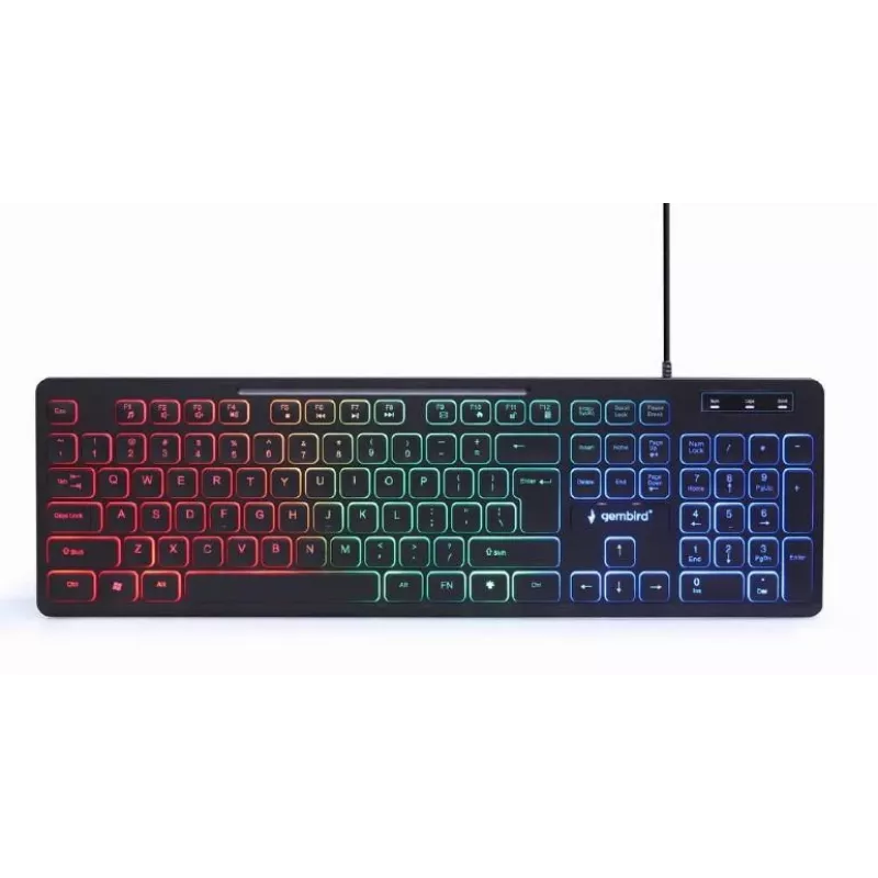Vadu pilna izmēra tastatūra ar peli Gembird KBS-UML-01 — USB, QWERTY US, 104 taustiņi, melna