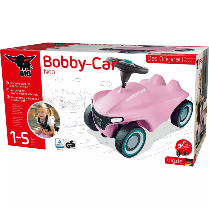 Braucamais rotaļu auto Simba‑Dickie BIG Bobby‑Car‑Neo Rosé, stumjamais braucamrīks bērniem (rozā)