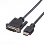 ROLINE adaptera kabelis HDMI uz DVI-D (Single Link) - 1,5 m - Melns (11.04.5516)