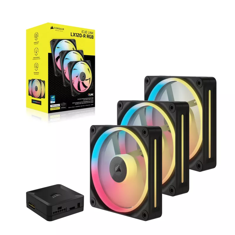 CORSAIR iCUE LINK LX120-R ARGB Reverse Blade 120mm korpusa ventilatori - 3 gab. iepakojumā - melns