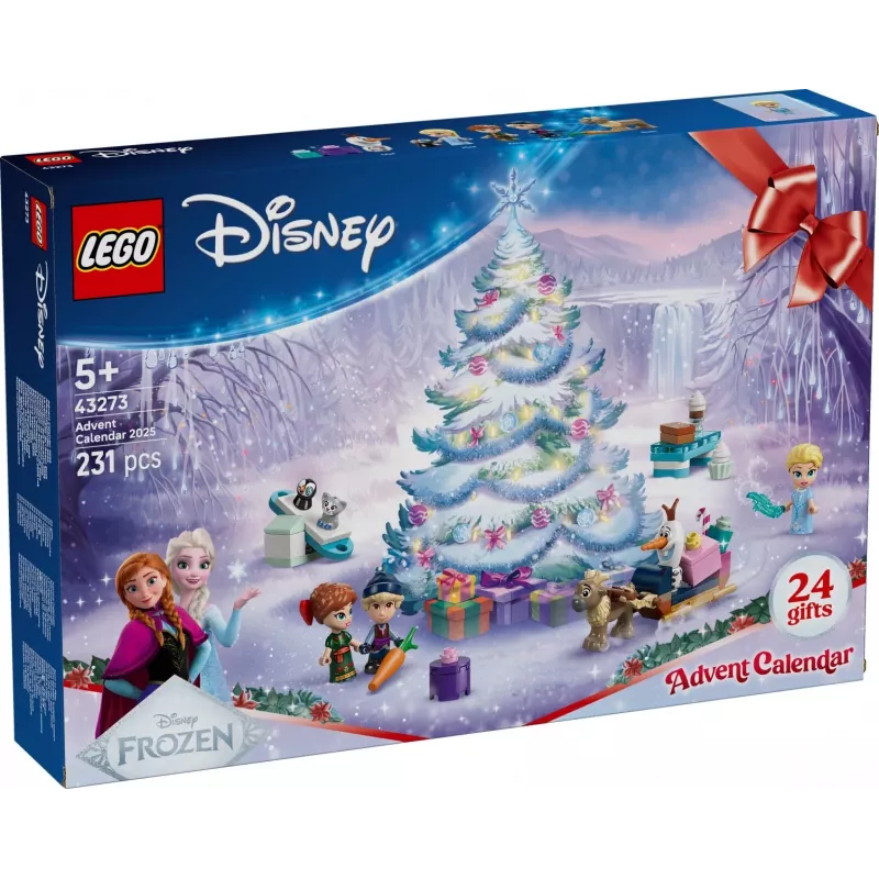 LEGO Disney Frozen Adventes kalendāra 2025 konstrukciju rotaļlieta, komplekts 43273 — 231 detaļa, 4 minifigūriņas, vecumam 5+