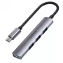 USB-C centrmezgls Unitek H1208B — 1x USB-A 5 Gbps, 3x USB-A 2.0, USB-C saimniekdators, alumīnija korpuss, 0,20 m kabelis