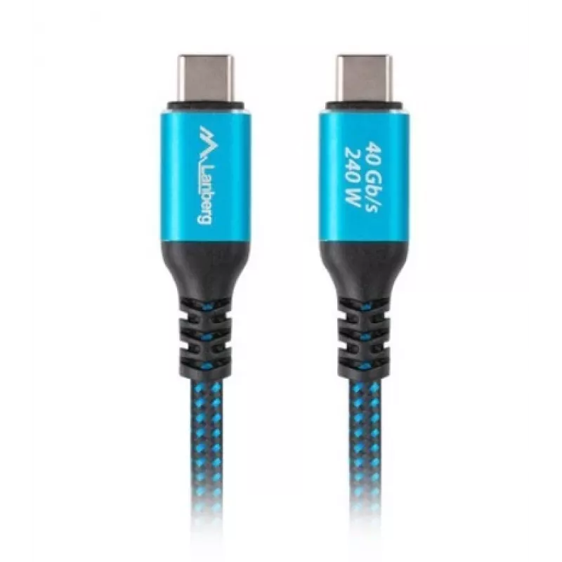 USB-C kabelis M/M USB4 1,5m 240W 60Hz Melns-Zils