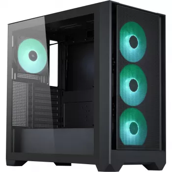 Datora korpuss Silentware Flow 110 A-RGB Melns — vidēja torņa šasija, rūdīta stikla sānu panelis