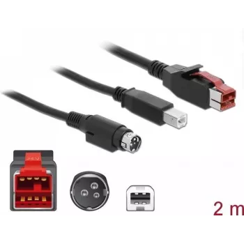 USB kabelis DeLOCK 85488 USB 2.0 2m USB B melns