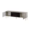 TV skapis ar kamīnu Cama Meble TRESSE 180x40x54,5 cm — melns rāmis, kašmira matēta virsma