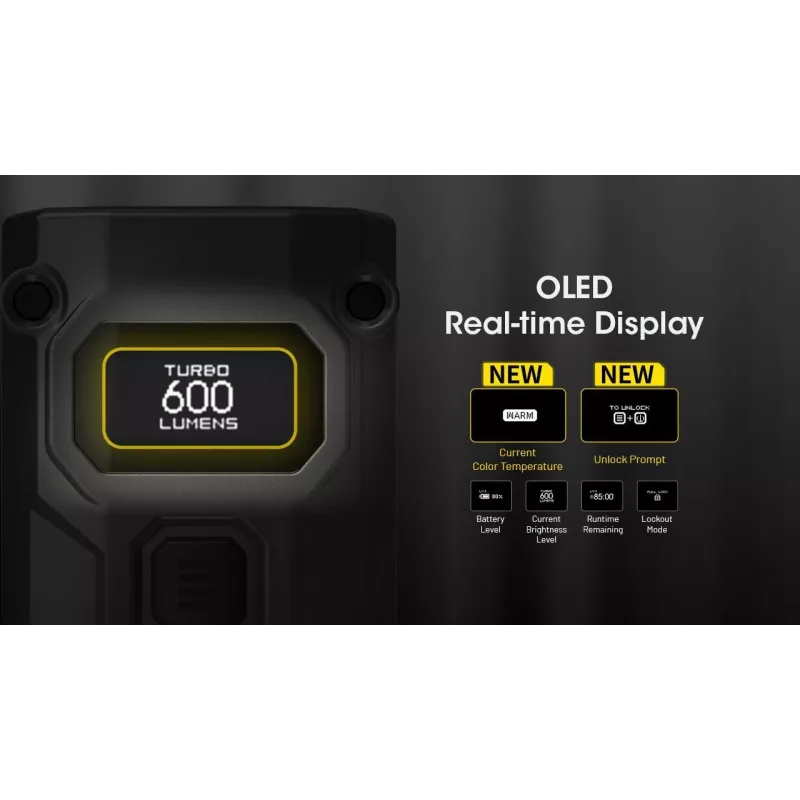 Atslēgu piekariņa lukturītis Nitecore TINI3 melns 600 lm USB uzlādējams