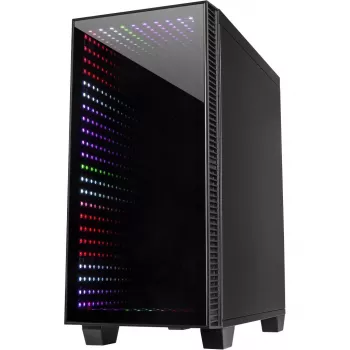 Chassis INTER-TECH X-608 INFINITY MICRO, microATX, RGB, priekšējais un sānu rūdītais stikls, bez barošanas bloka