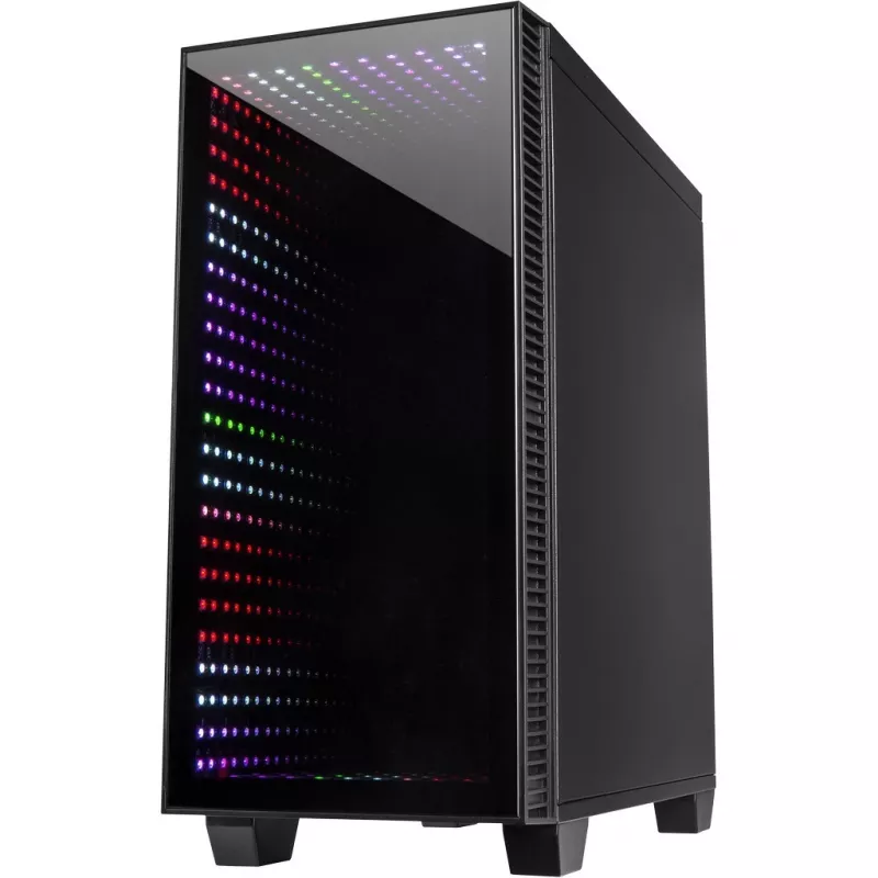 Chassis INTER-TECH X-608 INFINITY MICRO, microATX, RGB, priekšējais un sānu rūdītais stikls, bez barošanas bloka