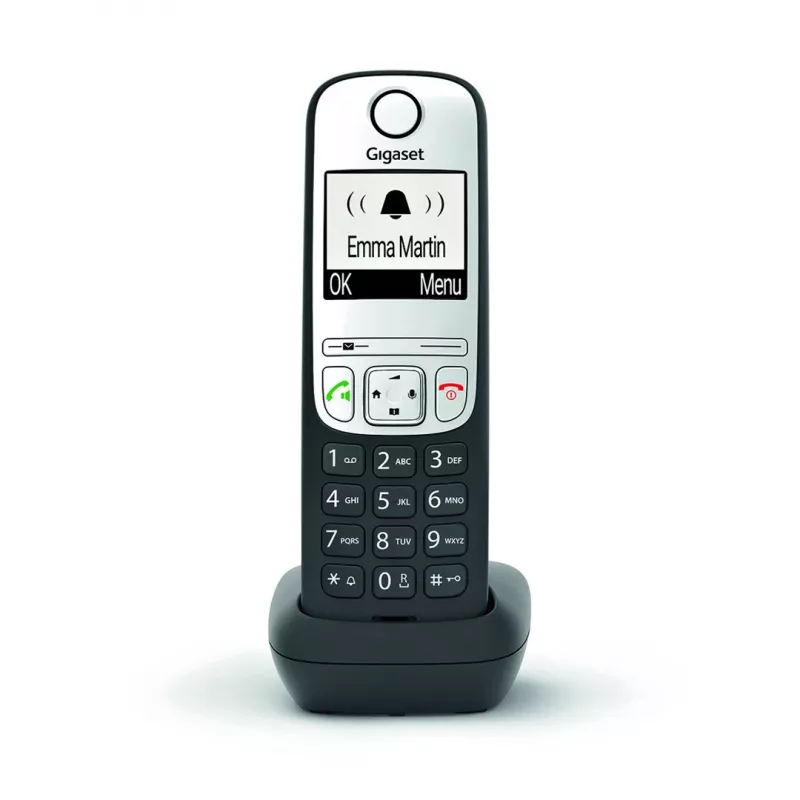 Gigaset A690HX Analog/DECT telefons ar zvanītāja ID, melns, sudrabs