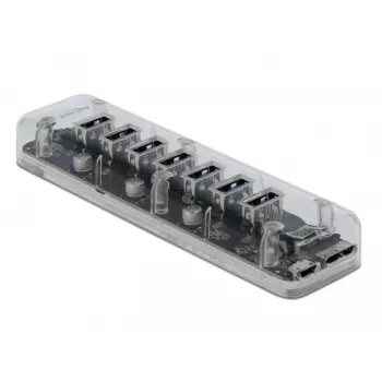 USB centrmezgls DeLOCK 64088 caurspīdīgs USB 3.2 Gen 1 Micro-B