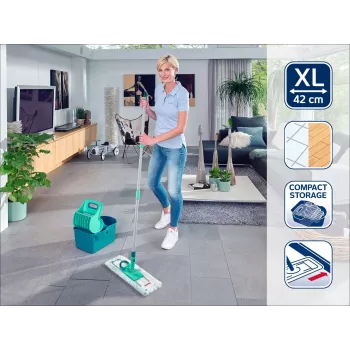Leifheit 55092 mops no mikrošķiedras 8000 ml sausais un mitrais, zils, pelēks