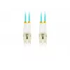 Optiskās šķiedras pārvada kabelis MM LC/UPC-LC/UPC DUPLEX 3.0MM OM3 50/125 LSZH 2M Aqua
