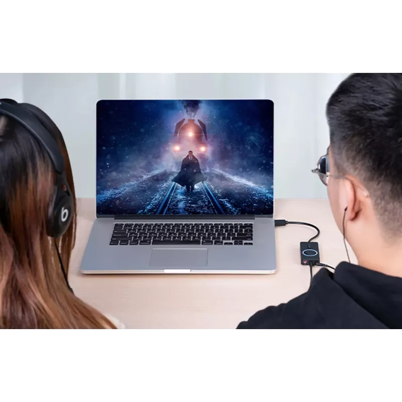 Ārējā USB 2.0 audio karte Vention CDRBF — 16 bitu, 44,1–48 kHz, USB barošana, 1 m kabelis, līnijas ieeja/līnijas izeja