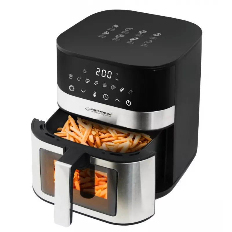 Karstā gaisa fritieris ESPERANZA Pesce Alla Griglia 5 L, eļļas nesaturošs gaisa fritieris, 1400 W, 8 programmas, 200 °C, skārienvadība