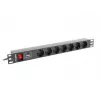 Lanberg | Strāvas sadales bloks (PDU) 19 collu 1U 10A 2M 7X Schuko kontaktligzdas | PDU-07F-0200-IEC-BK