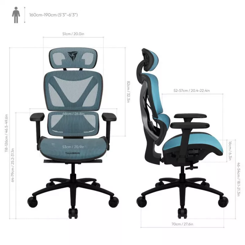 ThunderX3 XTC Ergonomisks biroja krēsls - melns/zils