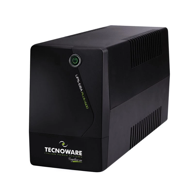 Nepārtrauktas barošanas avots TECNOWARE Era Plus 1600 — Line-interactive UPS 1,6 kVA / 1120 W, 2 maiņstrāvas rozetes, USB B tipa, melns