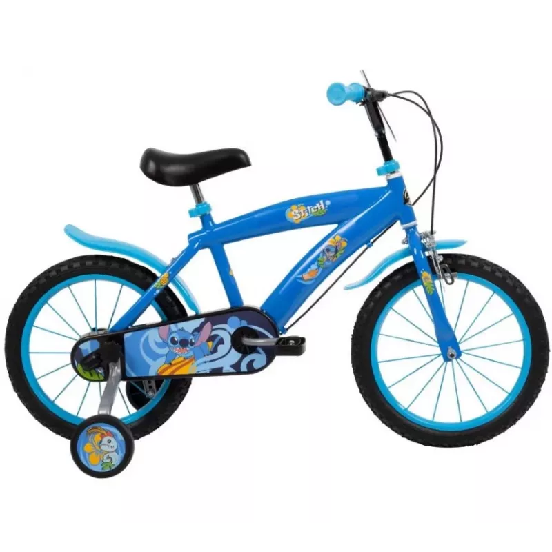 Bērnu velosipēds HUFFY Disney Stitch 16 collas ar mācību riteņiem, kājas bremze