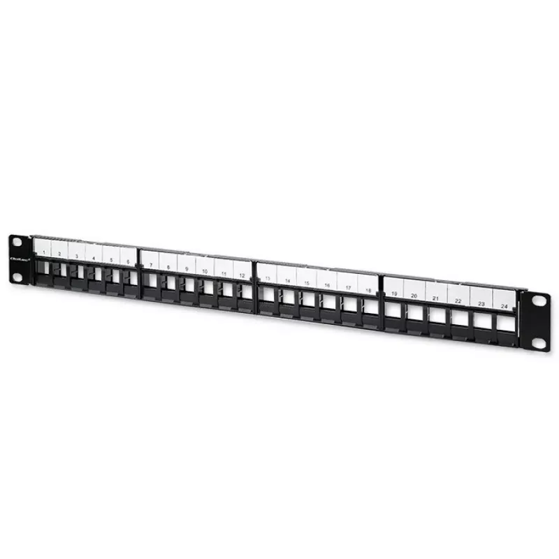 Qoltec 54516 19 collu statņa patch panelis, 24 porti, 1U, UTP, melns