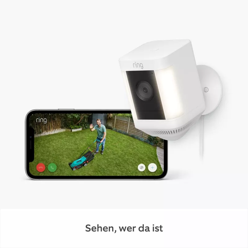 Ring Spotlight Cam Plus tīkla novērošanas kamera ārpus telpām ar pieslēgumu elektrībai